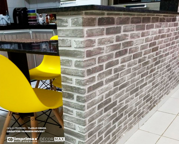 Adesivo Gold Pedras Tijolo Cinza 1,22 mt de Largura - Imagem 3