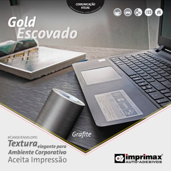 Adesivo Goldmax Escovado Grafite com 1,22 mt de Largura - Imagem 9