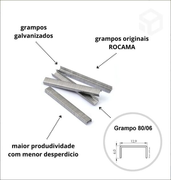 Grampo 80/06 Galvanizado Rocama Caixa com 19.250 grampos - Image 2